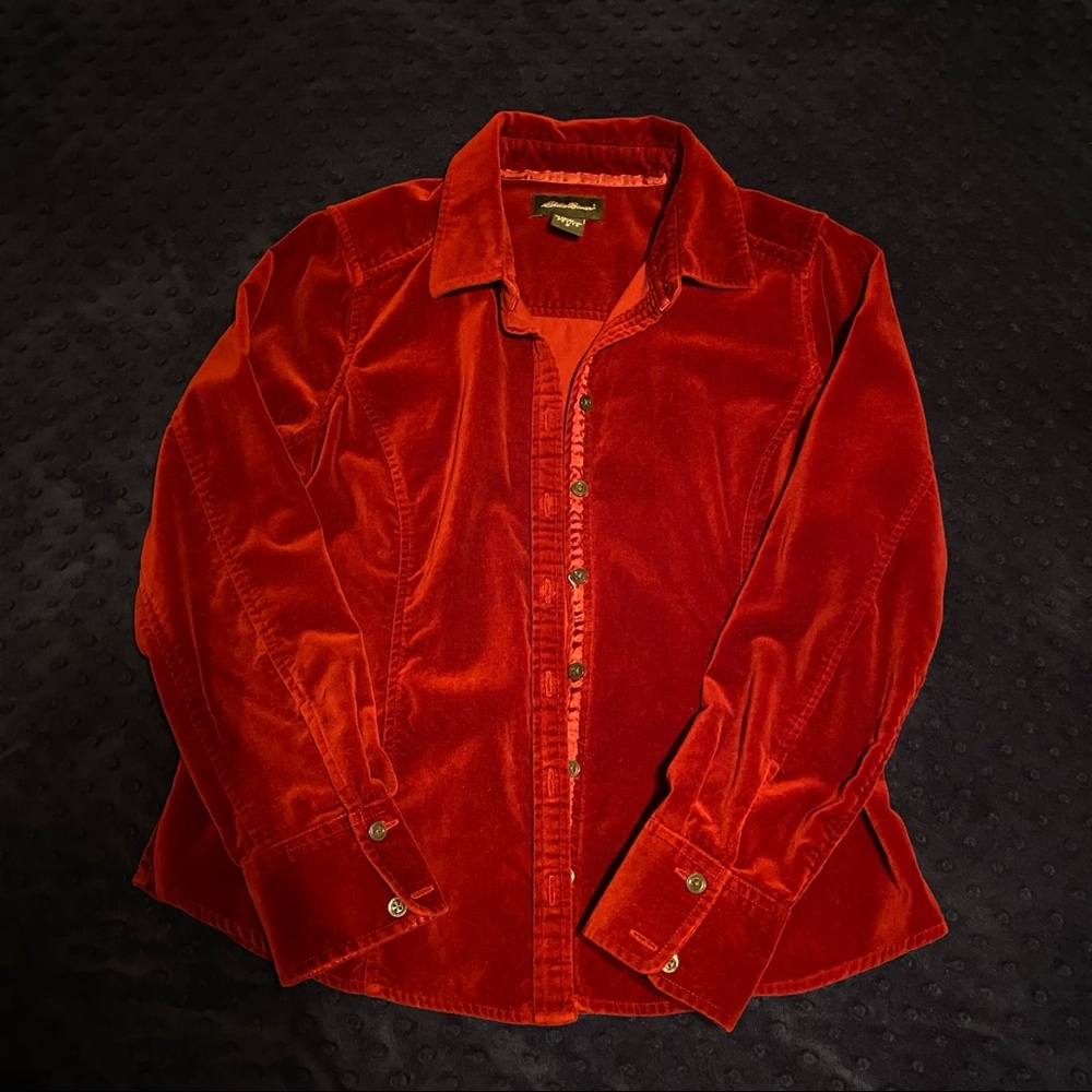Eddie Bauer Velvet Style Button Down Top